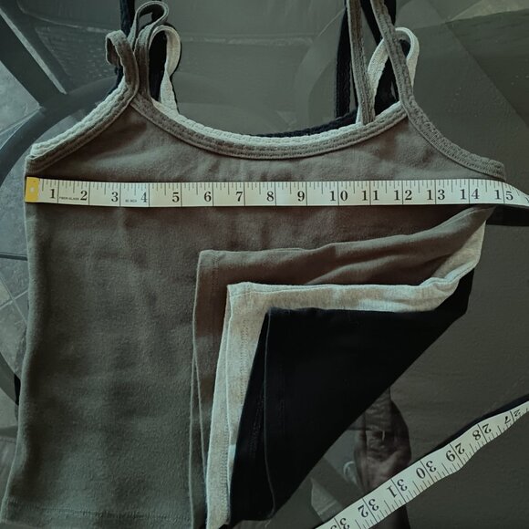 Bundle Lot of 3 Cotton Micro-rib Tank Tops in Black, Grey, Olive in Size Medium - Picture 6 of 7